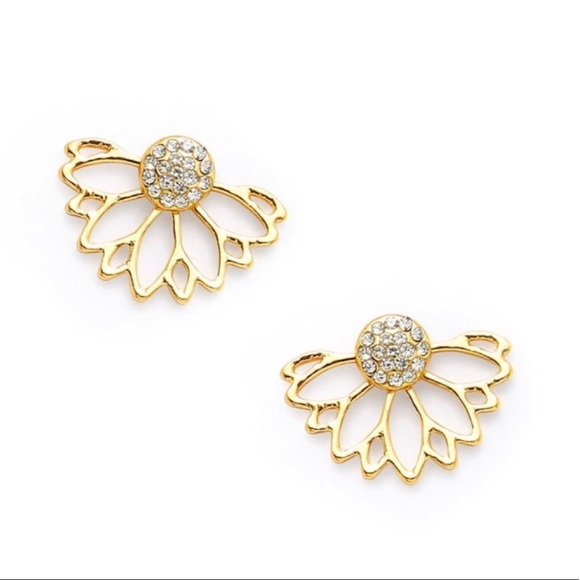 🌟Gold Lotus Flower Earrings by Ocean Dreams🌟 - Picture 2 of 3